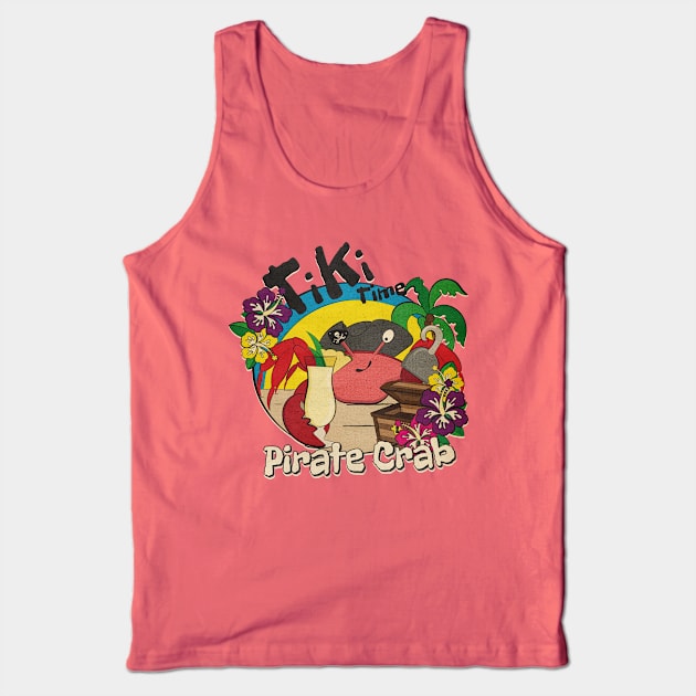 Tiki Time Pirate Crab w/ Pina Colada Tank Top by ArtsofAll